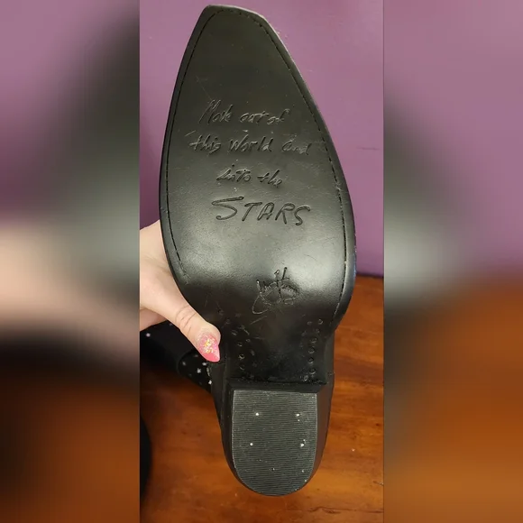 John Fluevog Autry Kay Tall Western Boots in Black Stars - Picture 7 of 13